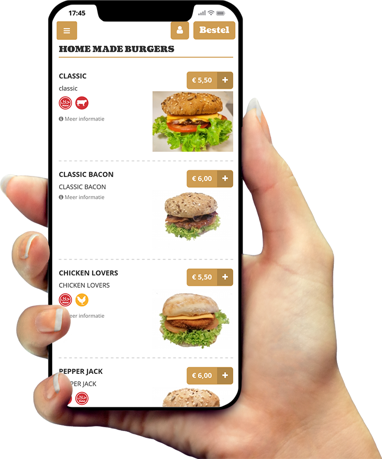 Voorbeeld van onze app op smartphone